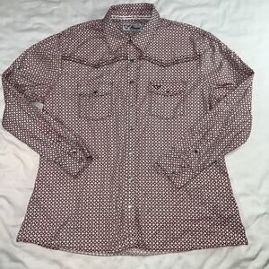 Cowgirl Hardwear Shirt Women’s Size XL Red White Rhinestone Snap Rodeo Western